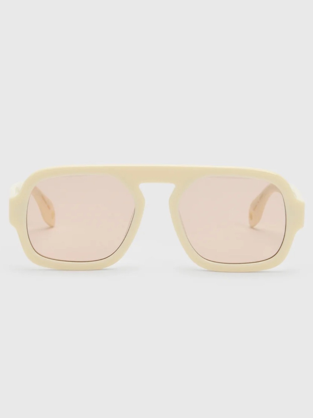 Cream Frame Sunglasses with Pink Tint - Women's Designer Shades